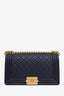 Pre-loved Chanel™ 2018-19 Navy Blue Quilted Calfskin Medium Boy Bag GHW