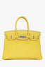 Sac Birkin 30 Hermès en cuir Epsom, coloris Lime/Gris Perle, 2011