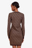 Fendi Brown Zucca Print Long Sleeve Mini Dress Size 42