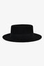 Saint Laurent Black Angora Bow Wide Brim Hat Size 59