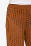 Max Mara Brown Cotton Open Knit Cinched Cuff Pants Size M