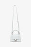 Balenciaga White Croc Embossed XS Hourglass Top Handle with Strap