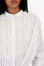 Valentino White Cotton Poplin Mesh Sequin Embellished Shirt Dress Size 40
