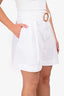 Marella White Cotton Shorts with Raffia Buckle Belt Size 6