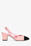 Pre-loved Chanel™ Pink Sequin Black Toe Cap Slingback Heels Size 39.5