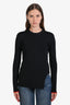 Victoria Beckham Black Ribbed Cut-Out Hem Knit Long Sleeve Top Size 2