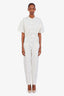 Isabel Marant White Linen Cotton Short Sleeve Belted Utility Jumpsuit Size 36