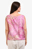 Dries Van Noten Cream/Pink Printed Draped Sleeveless Blouse Size 40