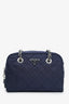 Prada Navy Quilted Tessuto Impuntu Chain Shoulder Bag