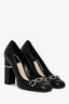 Christian Dior Black Leather Block Heel Pumps Size 37