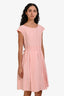 Weekend Max Mara Pink Cotton Silk Blend Belted Short Sleeve Dress Size 10