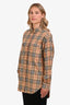 Burberry Beige Check Turnstone Double Pocket Long Sleeve Button Down Shirt Size 4
