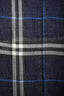 Burberry Navy Wool Silk Tartan Patterned Scarf