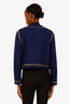 Moschino Couture Navy/Cream Wool Double Zipper Chain Detail Blazer Size 46