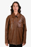 Tibi Brown 'Aviator' Leather Oversized Bomber Size M