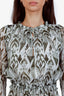 Misa Green/White Patterned Lucinda Ruffled Midi Dress Size S