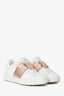 Valentino White/Rose Gold Leather Rockstud Untitled Sneakers Size 35.5