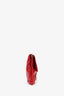 Balenciaga Rouge Grenade Chevre Leather Metallic Edge Envelope Clutch with Strap