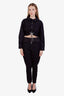 Balmain Black Wool Satin Ruffle Waist Tuxedo Pant Size 6