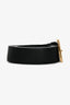 Miu Miu Black/Gold Tone Metal and Leather Logo Buckle Belt Size 90
