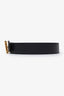 Hermès Black/Grey Reversible Leather Gold H Belt Size 100