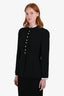 Pre-loved Chanel™ 1997 Black Wool Silk Trim Pearl CC Button Jacket Size 42