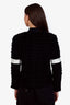 Pre-loved Chanel™ 20K Black Eyelash Tweed Jacket with White Satin Detail Size 38