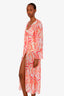 Cinq a Sept Pink/Orange Wrap Maxi Shawl Dress Size S