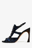 Christian Dior 2016 Navy Blue Silk Peep Toe Slingback Heels Size 38.5