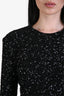 Frame Black Sequin Flutter Sleeve Dress Size S