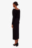 Tove Studio Black Ruched Sleeve Midi Dress Size 42