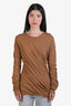 Rick Owens FW 2021 Honey Cotton Long Sleeve 'Tower' Gathered Top Size S
