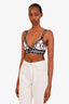 Dolce & Gabbana Black/White Zebra Print Logo-Band Sequin Sports Bra Size S