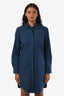 Jil Sander Navy Cotton Button-Up Long Sleeve Mini Dress Size 34