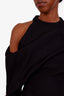 Khaite Black Asymmetric Round Neck Long Sleeve Mini Dress Size 0