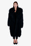 Twenty Fall Black Fur Silk 'Romy' Long Mongolian Coat Size L