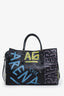 Balenciaga Black Leather Graffiti Printed Papier A6 Tote