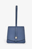 Moynat Blue Leather Madeleine Clutch PM Top Handle Bag
