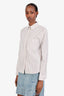 Saint Laurent White Striped Logo Embroidered Cassandre Button Down Shirt Size 36