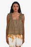 Frame Moss Green Ruffle Strap Tank Size XS
