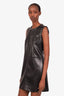 St. John Black Faux Leather Studded Brigette Dress Size 8