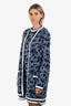 Pre-Loved Chanel™ 2019 Blue/White Floral Print Long Knit Open CC Cardigan Size 42