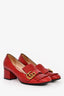 Gucci Red Leather GG Block Heels Size 38.5