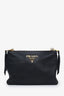 Prada Black Leather Double Zip 'Vitello Daino' Crossbody Bag with Strap