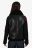 Burberry Black/Red Leather Terry Shearling Biker Jacket Size 38