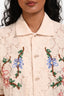Andersson Bell Beige/Multi Floral Embroidered Button Down Short Sleeve Shirt Size S