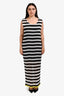 Issey Miyake Black/White Striped Sleeveless Maxi Dress Size L