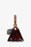 Gucci Red Leather 'Thiara' Bamboo Top Handle Bag With Chain