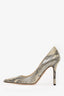 Jimmy Choo Gold Metallic Embossed Python Leather Stiletto Pumps Size 36