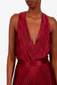 Zac Posen Burgundy Pleated V-Neck Gown Size 8
